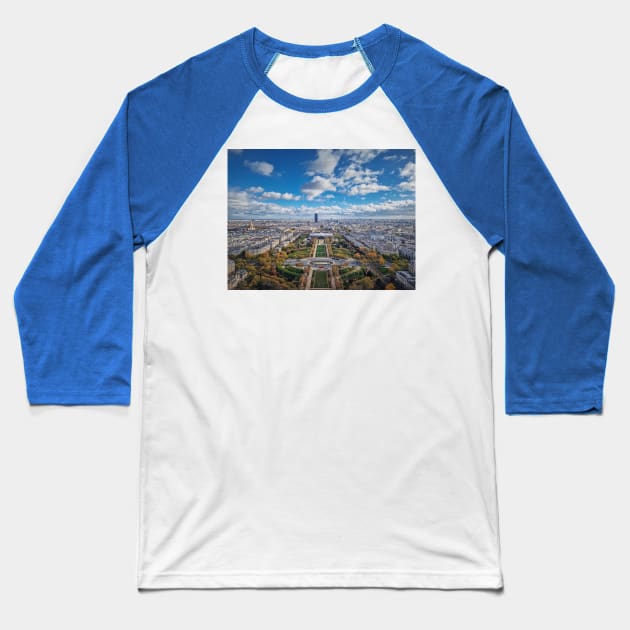 Paris city view Baseball T-Shirt by psychoshadow